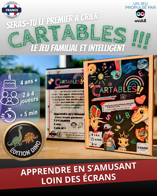 Cartables ! Edition Dino - Jeu de cartes pédagogique et Familial - 2 à 6 joueurs - 4 ans et +