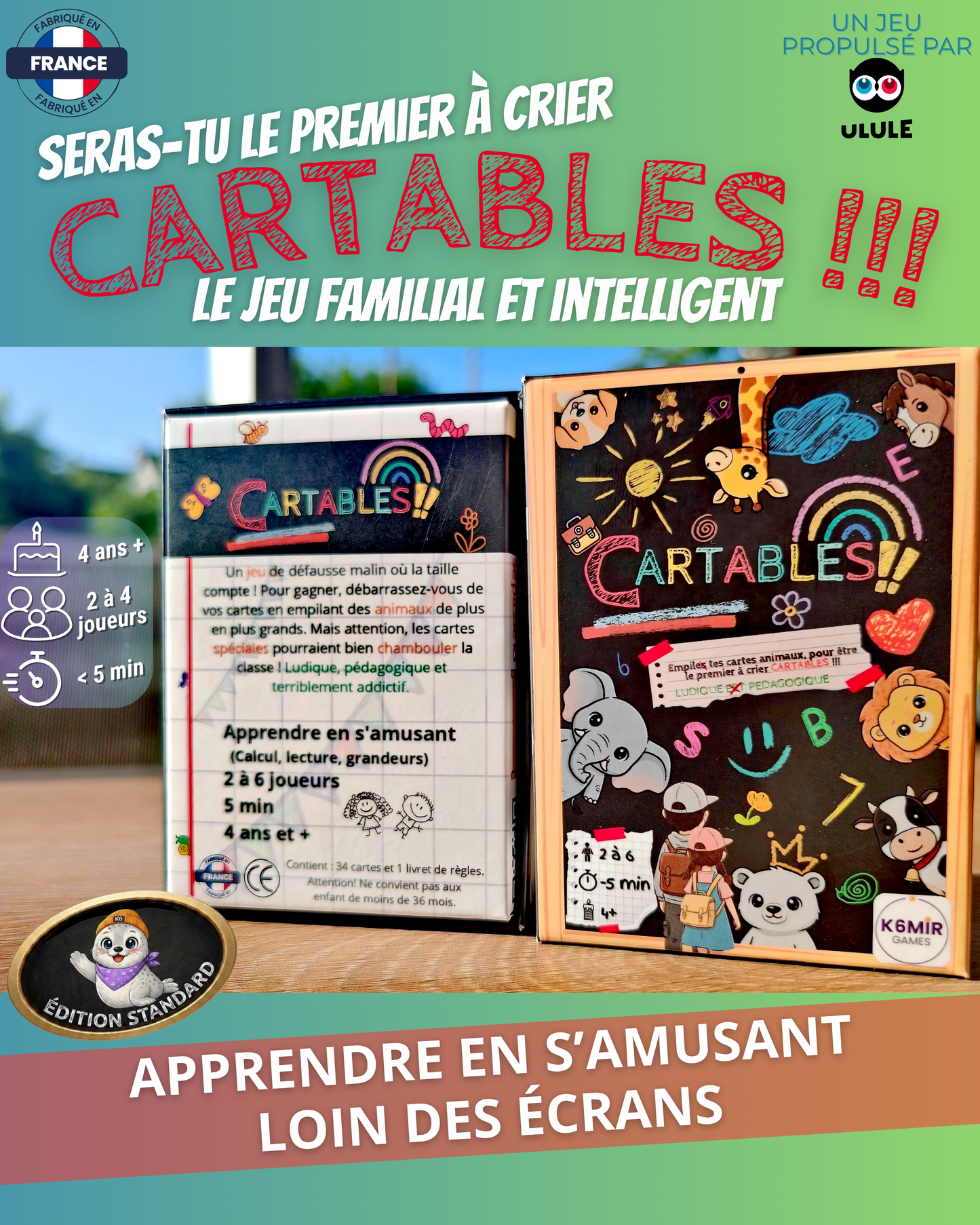 Cartables ! Edition Standard - Jeu de cartes pédagogique et Familial - 2 à 6 joueurs - 4 ans et +