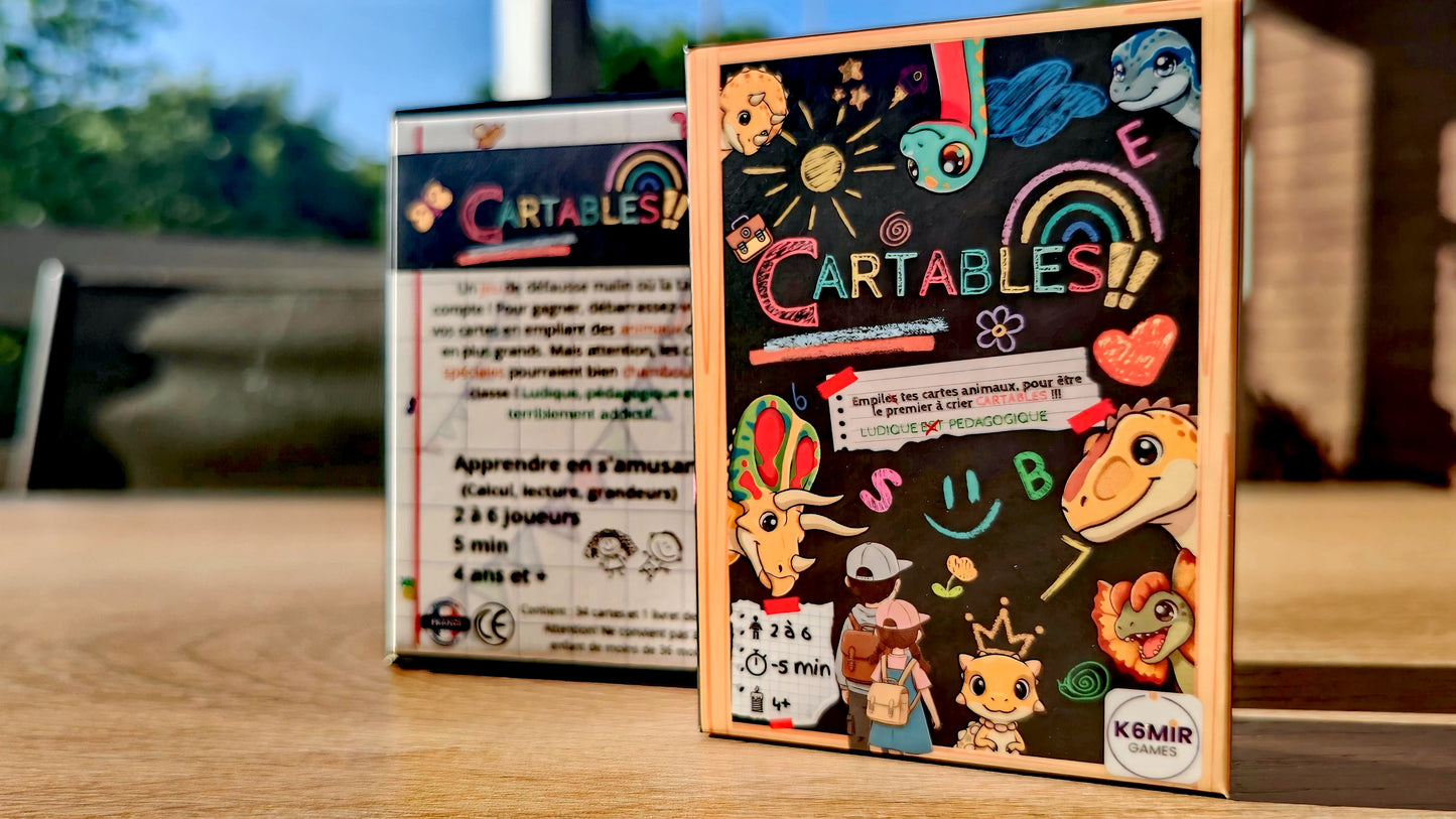 Cartables ! Edition Dino - Jeu de cartes pédagogique et Familial - 2 à 6 joueurs - 4 ans et +